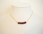 Red necklace, dark red necklace, stone necklace, minimalist necklace, modern necklace, simple necklace, burgundy necklace