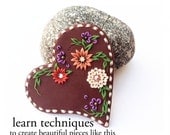Polymer Clay Tutorial, polymer Applique and Embroidery, Heart, Step by Step, Polymer Clay Jewelry, Jewelry Tutorial, clay jewelry