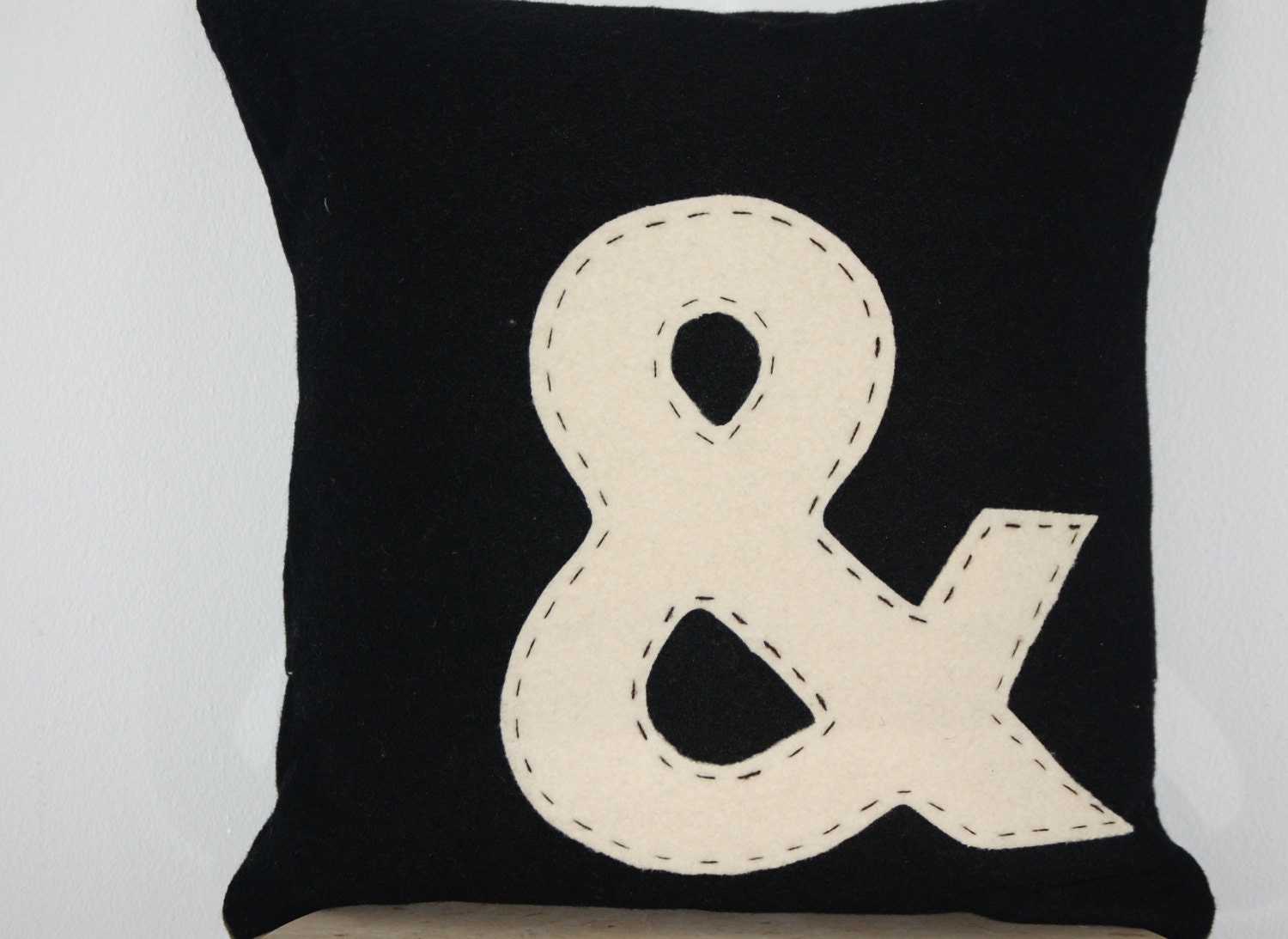 CUSTOM Woolen Colors "&" And Ampersand Novelty Square Throw Pillow Shabby Chic Handmade Upcycled Vintage Wool Blanket 14 x 14