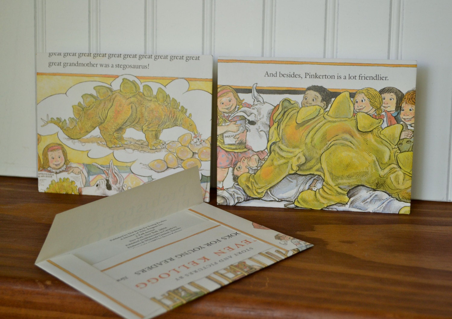 Upcycled Children's Book Envelopes - Pinkerton - Great Dane - Dinosaur - Stationery