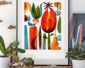Warsaw. llustration art print. A2 poster. Joy of spring in Warsaw.