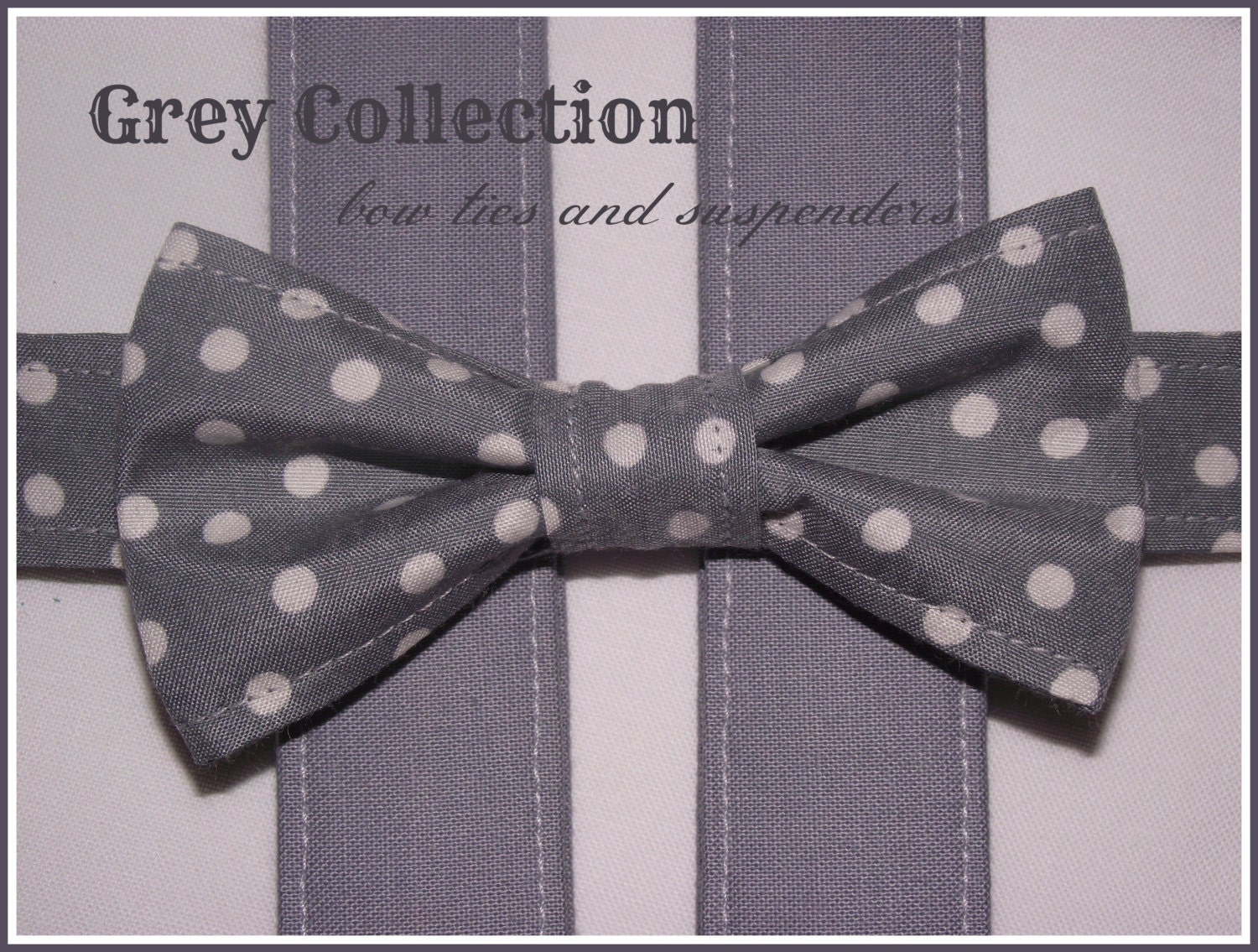 Boy's Bow Tie and Suspenders: Grey Collection