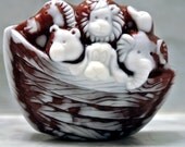 Noah's Ark Soap with White Marbling - Duck, Horse, Lion, Dog, Elephant, and Bear in a Boat