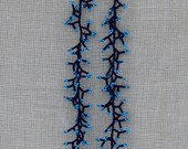 Extra  Long  Earrings. Black Blue Earrings. Dangle Long Earrings. Shoulder Dusters. Beadwork. Handmade Jewelry