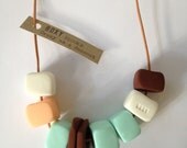 CRAZY AS A COCONUT Boxy Handmade Block Necklace - Pink, Mint, Black