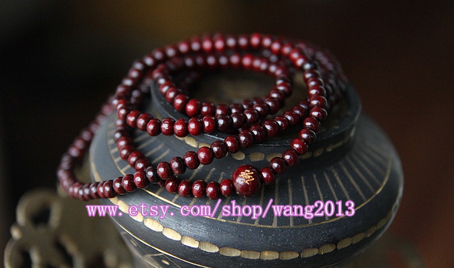 Free Shipping - 6mm Tibetan Buddhism Real Natural red sandalwood meditation yoga 216 Beads Prayer Mala