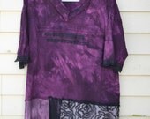 Shirt Tunic Top Dress/ Orange Tag - Sweet Black Flower / Tunic / Dress / Large / Hand Dyed / One of a kind by SemX