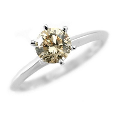 1.03ct Cognac Champagne Brown Diamond Solitaire Engagement Ring 14k White Yellow Rose Pink Gold