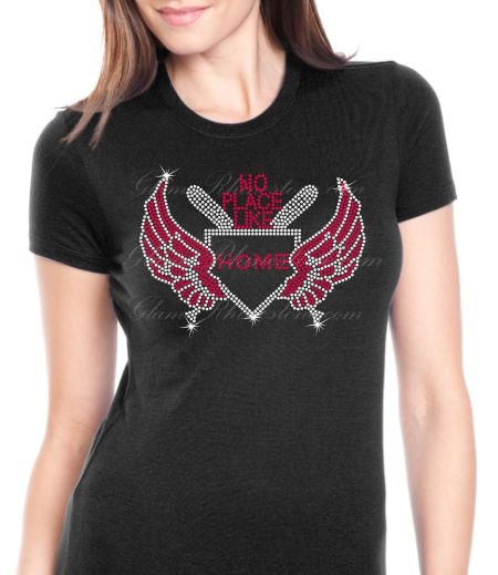 No Place Like Home Wings Baseball  Rhinestone Shirt