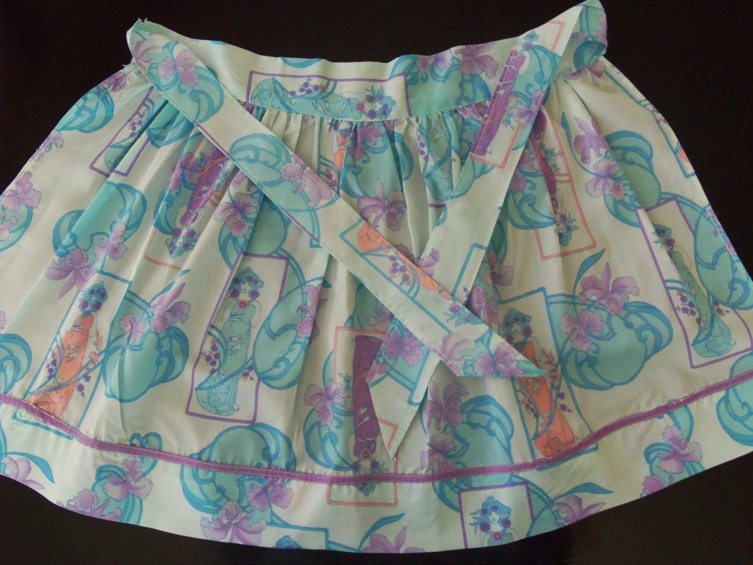 Vintage Apron Handmade Oriental Girl Women's Half Apron Costume Cooking Kitchen Clothing Home Living Dining Entertaining by picadillymarket