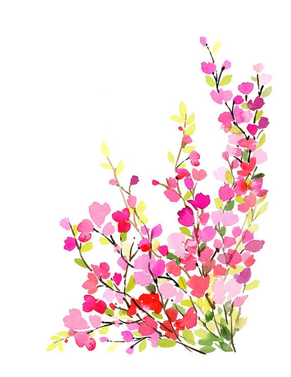 Handmade Watercolor Original Painting- Springtime - Wall Art Print 8" x10" Original Artwork Illustration