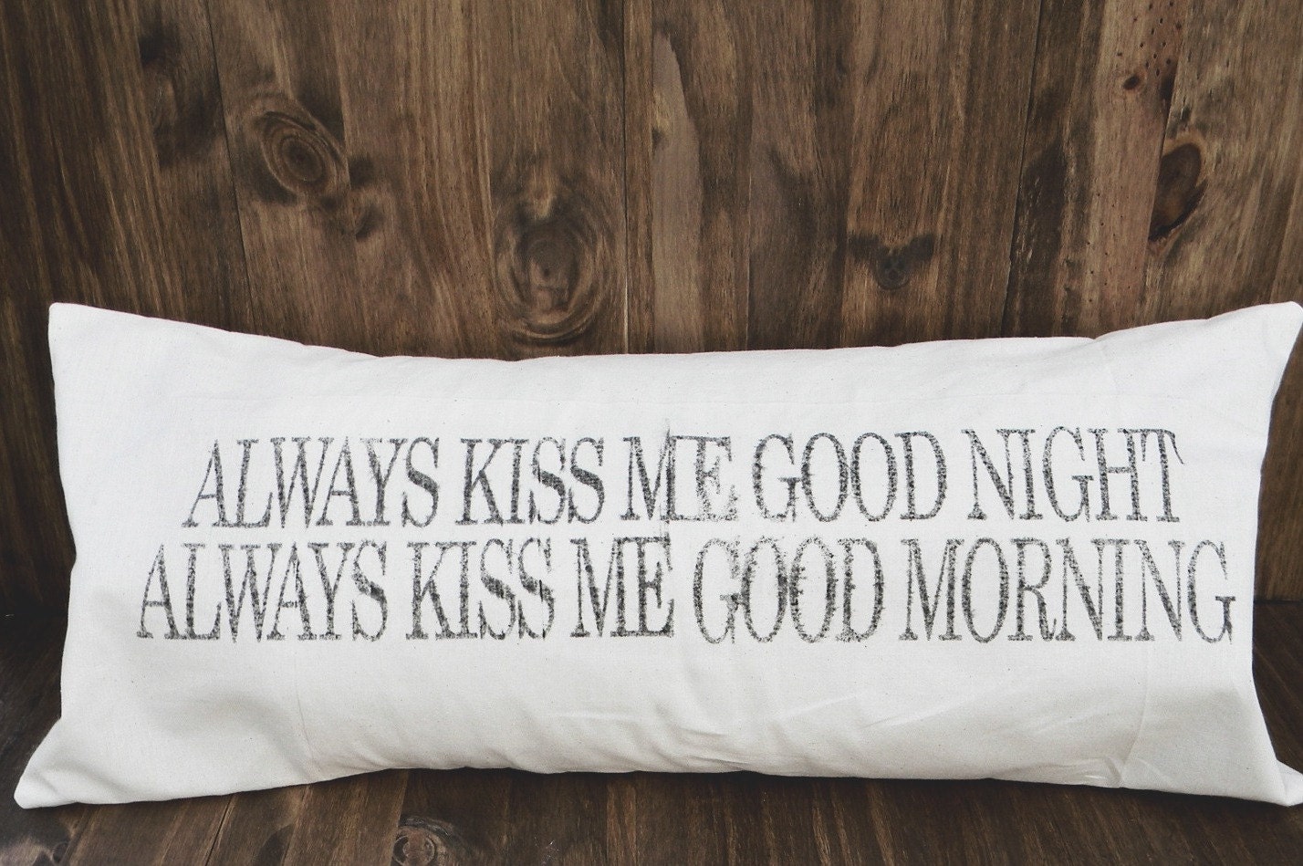 Always Kiss Me Goodnight 12 x 24 Lumbar Pillow Cover, wedding gift, engagement gift, newlywed gift, couple, love, Valentines day