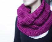 Magenta Wool Scarf Knitting Handmade Neckwarmer  - Women and Teens Accessories - Chunky Cowl - Fall Winter Fashion