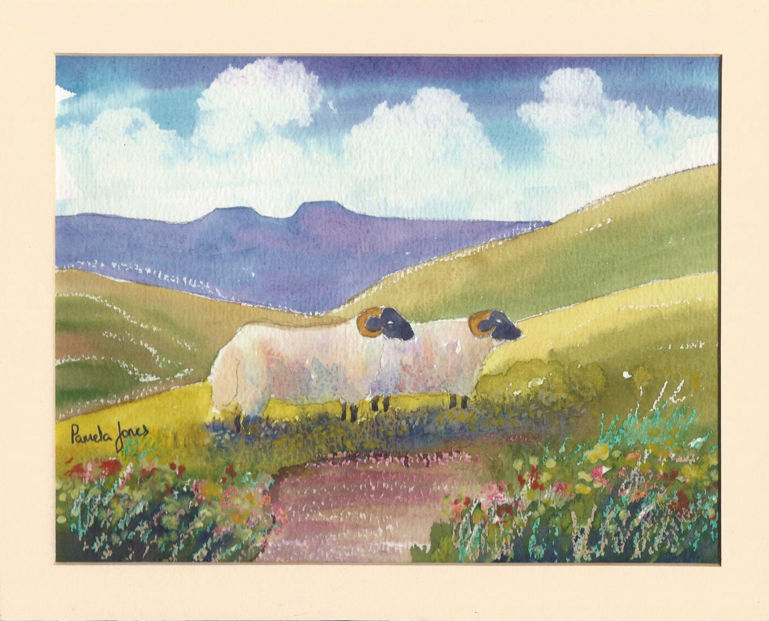 Original Watercolour.... Sheep In The Brecon Beacons Wales