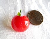 Bakelite Red Cherry Button Charm Newly Crafted w Vintage Bakelite Cherries Fruit
