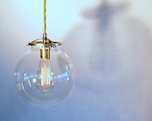 Clear Globe Pendant Light - 8" Globe Modern Vintage Pendant Light