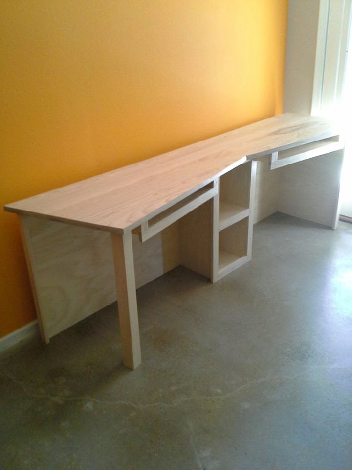 Custom White Ash Modern Two Person Desk