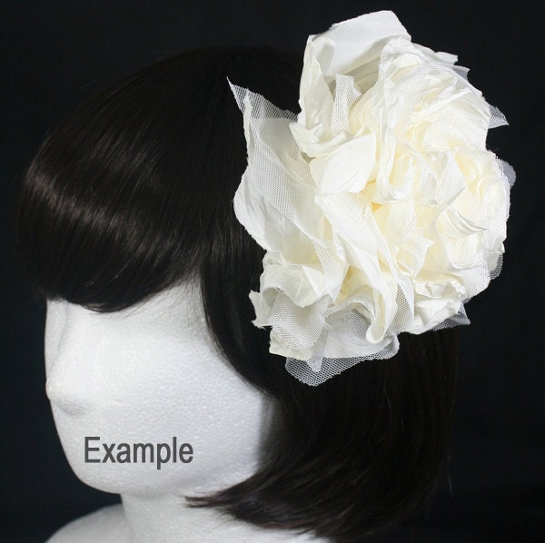 OverSized Flower Motif Corsage Brooch for Headband, Hair Accessories, Hat, Hair Clips or more Accessories Handmade Annielov Flower12-Ivory