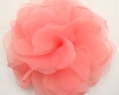 Coral 13cm Chiffon Flower Motif for Corsage Brooch Headband Wedding Bridal Hair Accessories Hat Hair Clips Handmade Annielov Flower 17