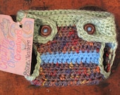Newborn, colorful girl/boy, green, blue, white, brown, flower, crocheted baby diaper cover, shower gift
