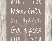 Song Lyrics typography - Don't You Worry Child Quote - Inspirational Word Art, Letterpress - Printable Digital File