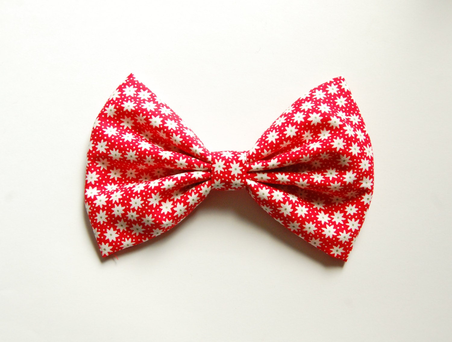 ON SALE vivid red, white flowers floral butterfly polka dot green hair ribbon, gift for girls, cute handmade ribbon art, fabric bow