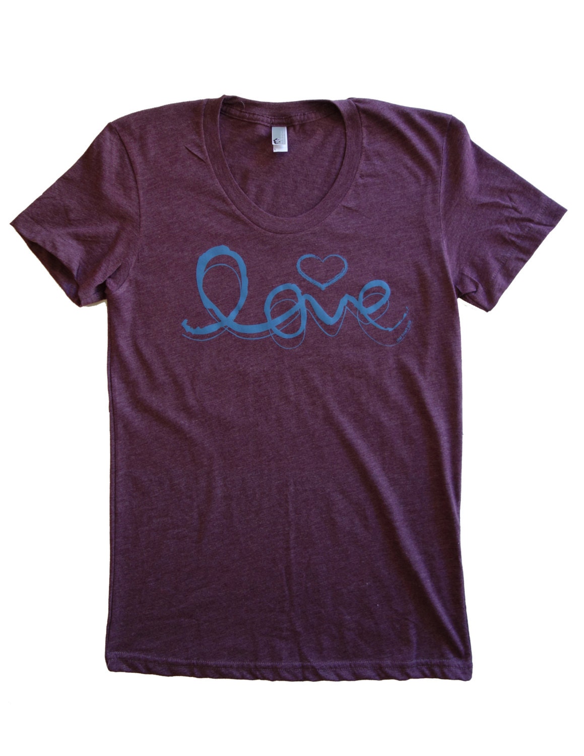 Love Graphic Print Tee Tri-Blend Short Sleeve Women's Vintage Track Tee