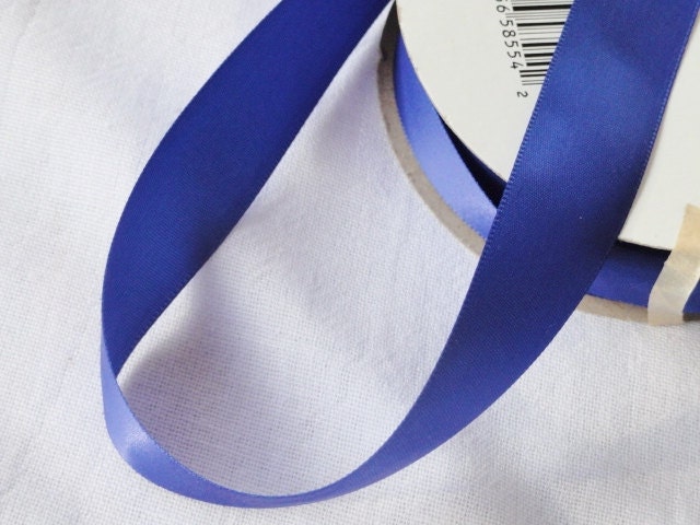 Vintage 1" Royal Blue Satin Ribbon, 5 yards, NOS, De Stash