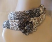 Handmade Knit Tube Rope Scarf Necklace Bracelet Hair Tie Shades of White Grey Brown Accessory Spring Summer Fall Winter