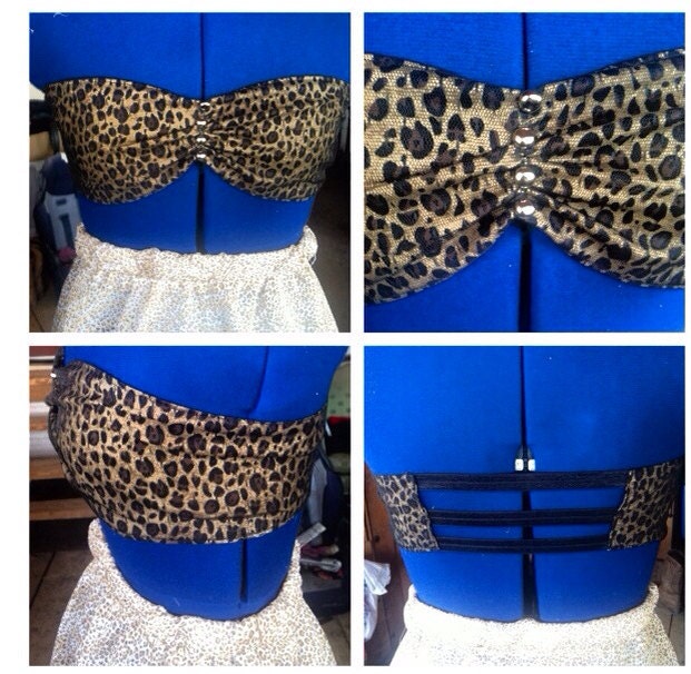 Studded Mesh and Leopard Print Top