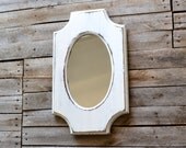 Shaby Chic White Distressed Wooden Oval Mirror