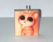Sweet little kitty cat Scrabble Tile Pendant Necklace