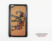 Ipod Touch 4 Case - Elephant on Wood Ipod 4G Touch Case, 4th Gen Ipod Touch Cases