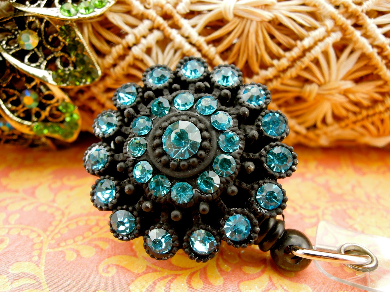 Antique Inspired Retractable Badge Holder. RN L&D ID Clip Reel . Rhinestone BadgeAlley. Crystal Lanyard . Nurse Teacher Gift . Nurse Jewelry