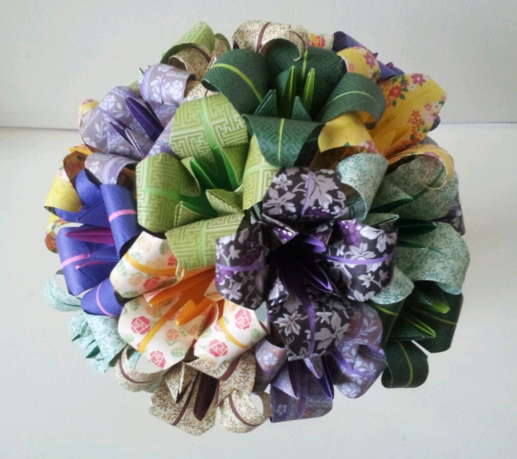 Paper Flowers Lily Origami Bouquet  Wedding Paper Anniversary Valentines Home Decor