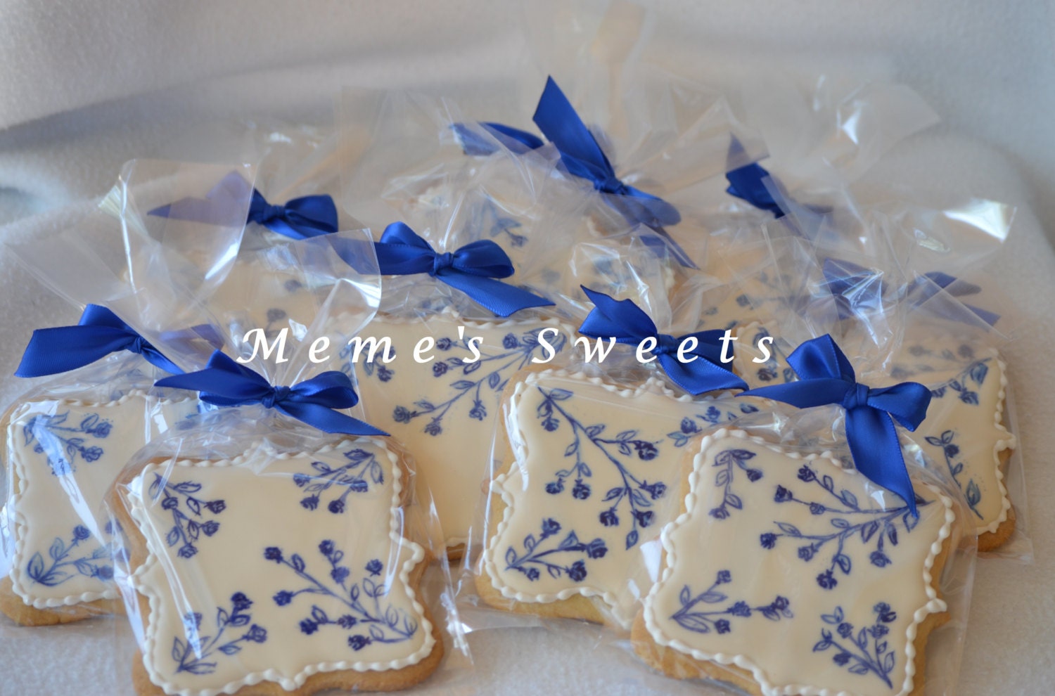 Blue hand painted roses