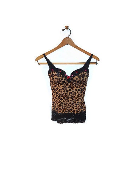 Small 32B Black and Tan Leopard Cheetah Wild Woman Nighty Camisole