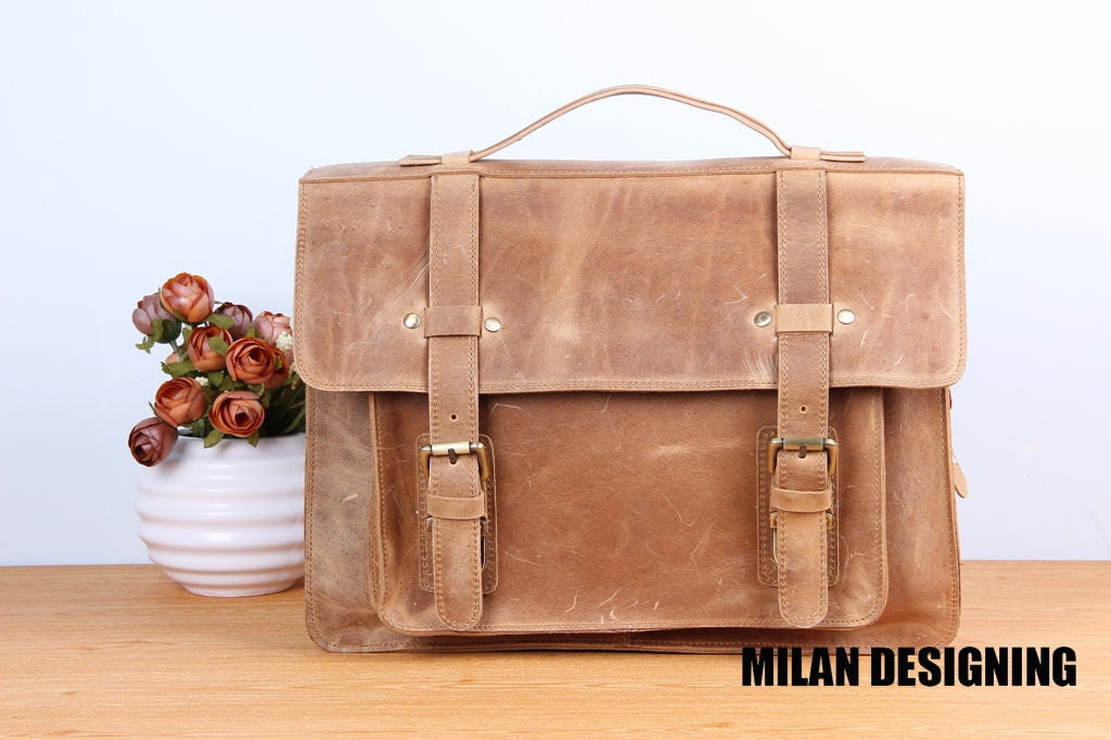 Leather Tote / Birefcase / Shoulder Bag / Messenger / Satchel / Leather Bag / IPAD Bag / Laptop Bag / Crossbody Bag in Brown