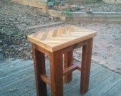 Herringbone Chevron patterned Nightstand, Coffee Table, Side Table