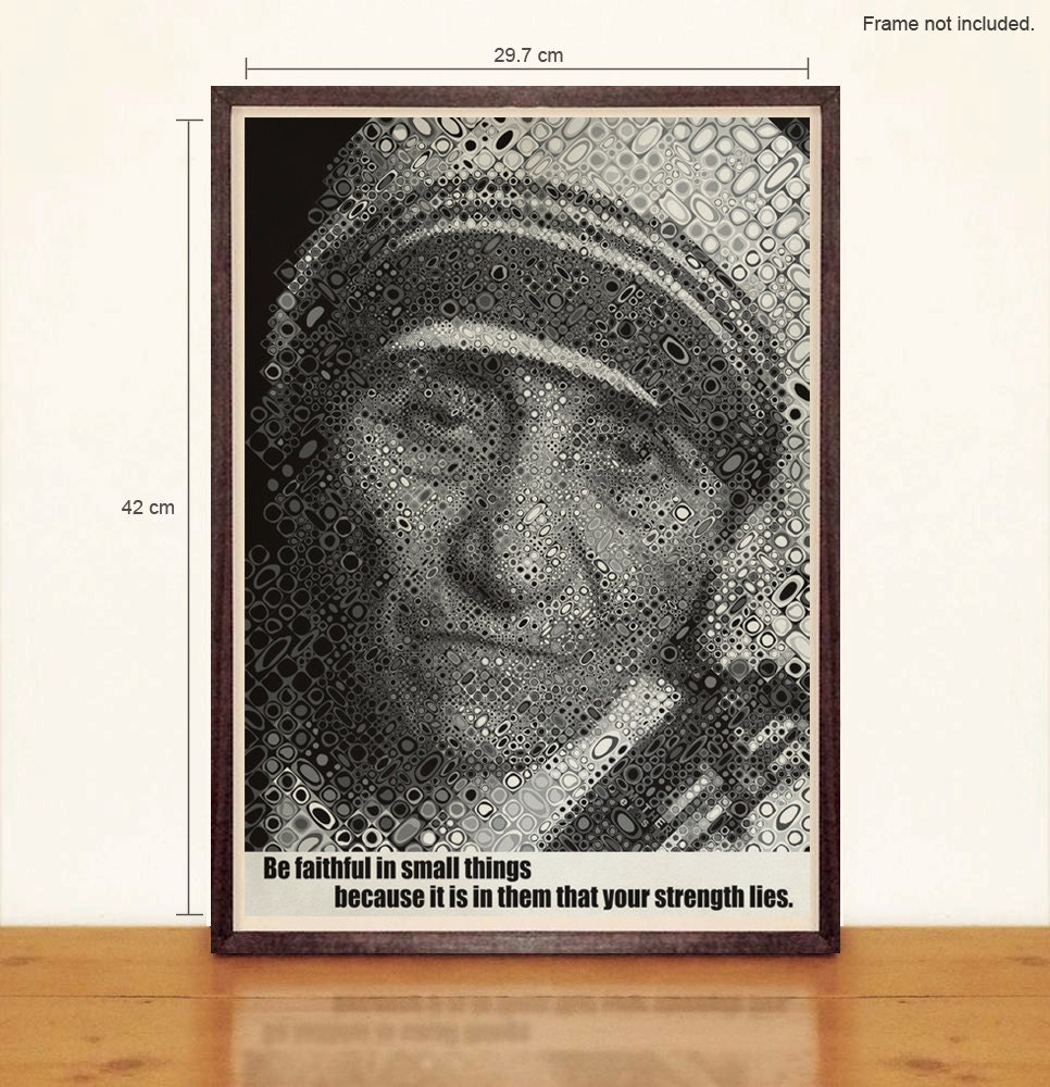 Mother Teresa A3 Poster - Chuck Close Inspired