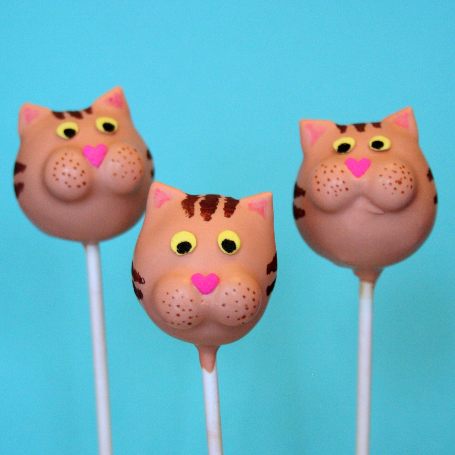 12 Cat Cake Pops for birthday party favors, cute kitten-lover gift, can be custom-colored