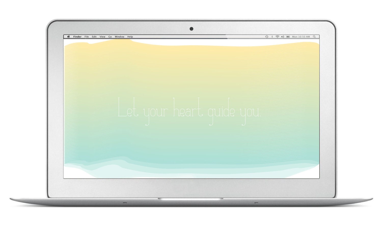 Let Your Heart Guide You Inspirational Desktop Computer Wallpaper By Pencil Me In // Mint Blue Sky Quote Watercolor Digital Download Pretty