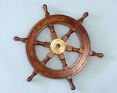 Wood and Brass Ship Wheel 15" Ship's Wheels - Nautical Home Decor - Beach House Decoration