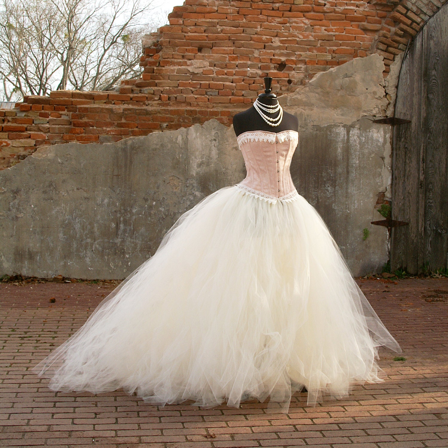 Ivory Bridal length tulle skirt for wedding or portraits
