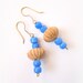 Vintage Blue and Dark Khaki Bead Vintage Pierced French Hook Earrings Vintage Jewelry Earrings Set