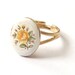 Vintage Oval Flower Yellow Locket Adjustable Ring Size 5.5 6 New Old Stock Jewelry Flowers Jewelry