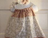Safari Princess Pillow Case Dress with Ruffle Butt Diaper Cover & Headband Size 18 Months