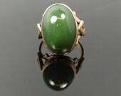 Beautiful Rose Gold Victorian Russian Jade Ring - RGJA103P