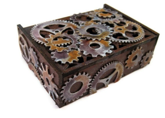 ATC Shrine, ATC Box, Artist Trading Cards, Gears and Wheels, Industrial, Steampunk
