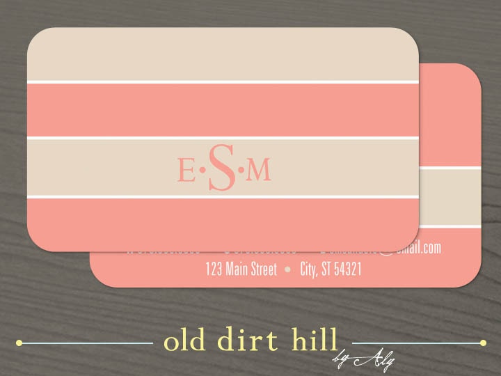 Mommy Cards, Business Cards, Calling Cards - CUSTOMIZABLE - Set of 100 - Large Stripe Monogram